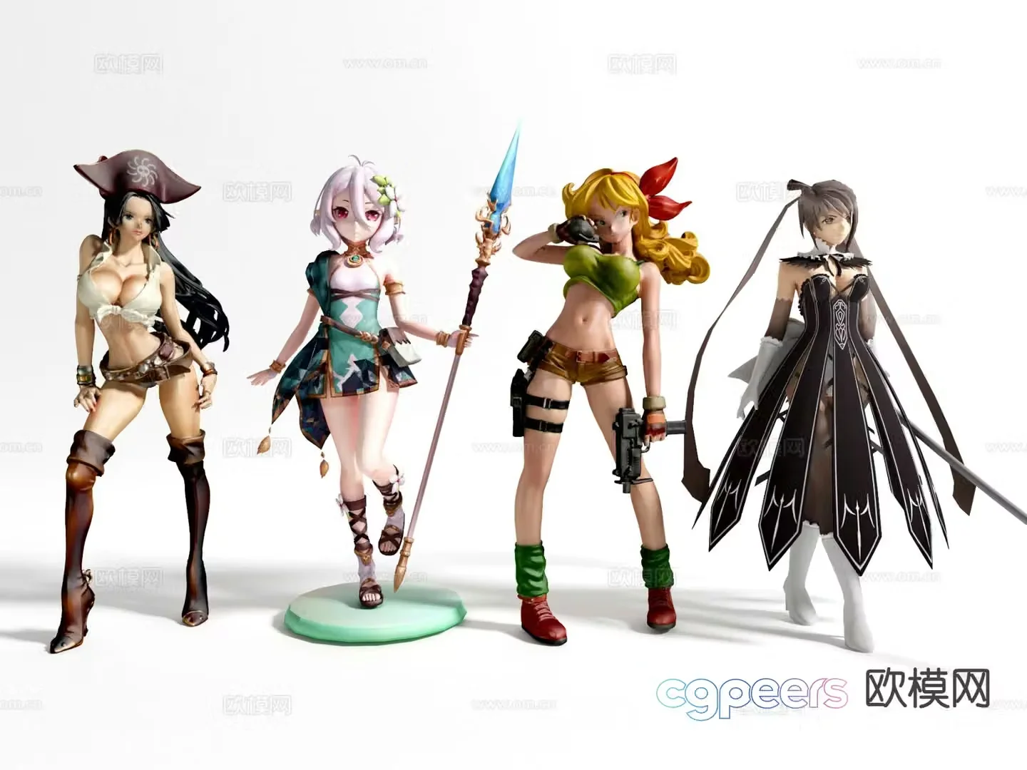 Beautiful girl figure trendy ornaments 3D model