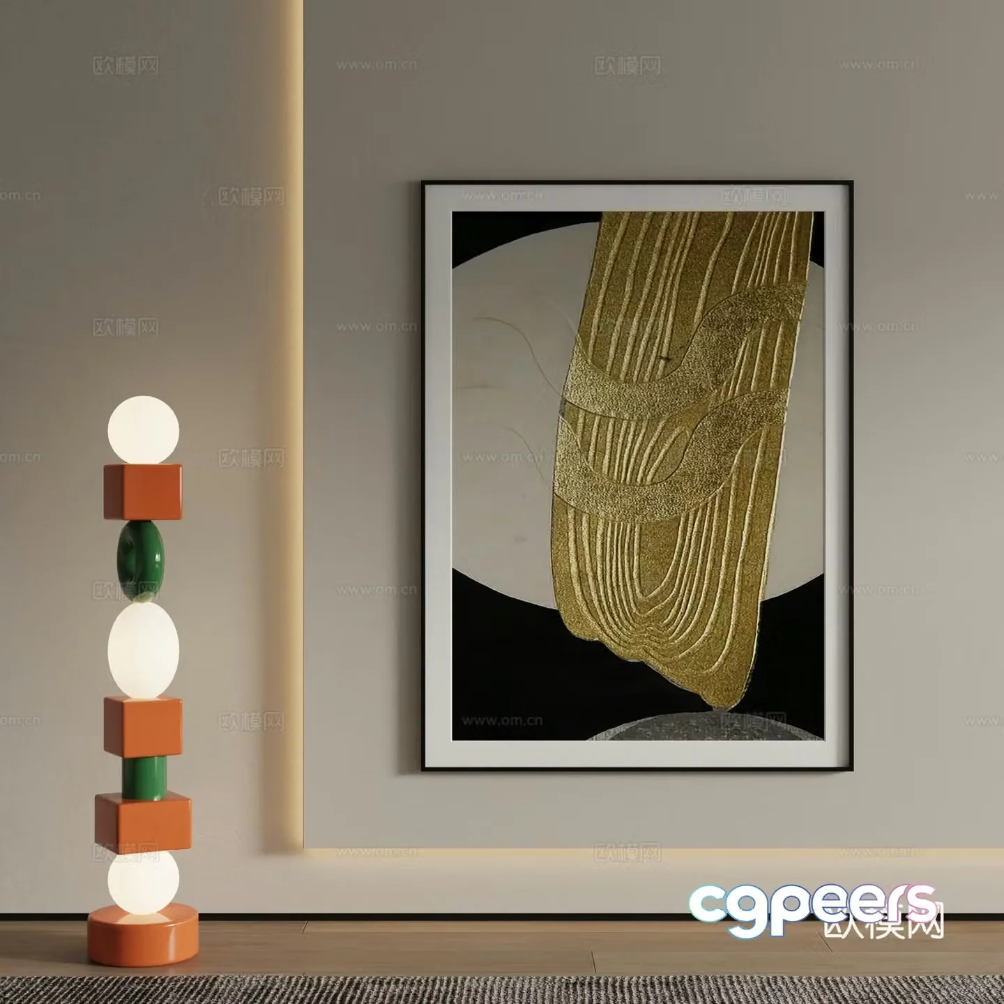 Modern decorative paintings gilded hanging paintings 3d model
