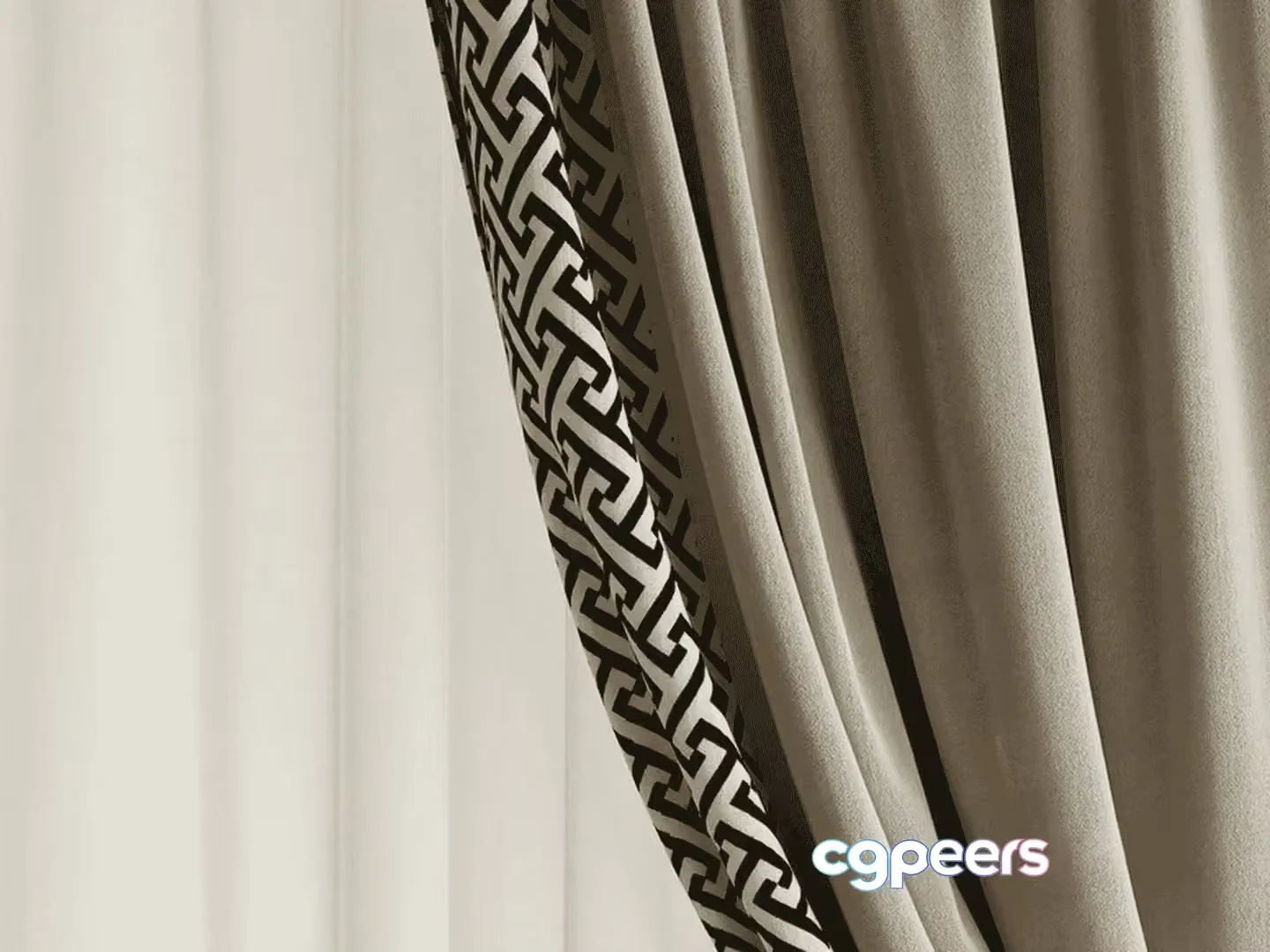 A Curtain With A Greek Key Pattern 3D Model – 13598 – VRAY Render