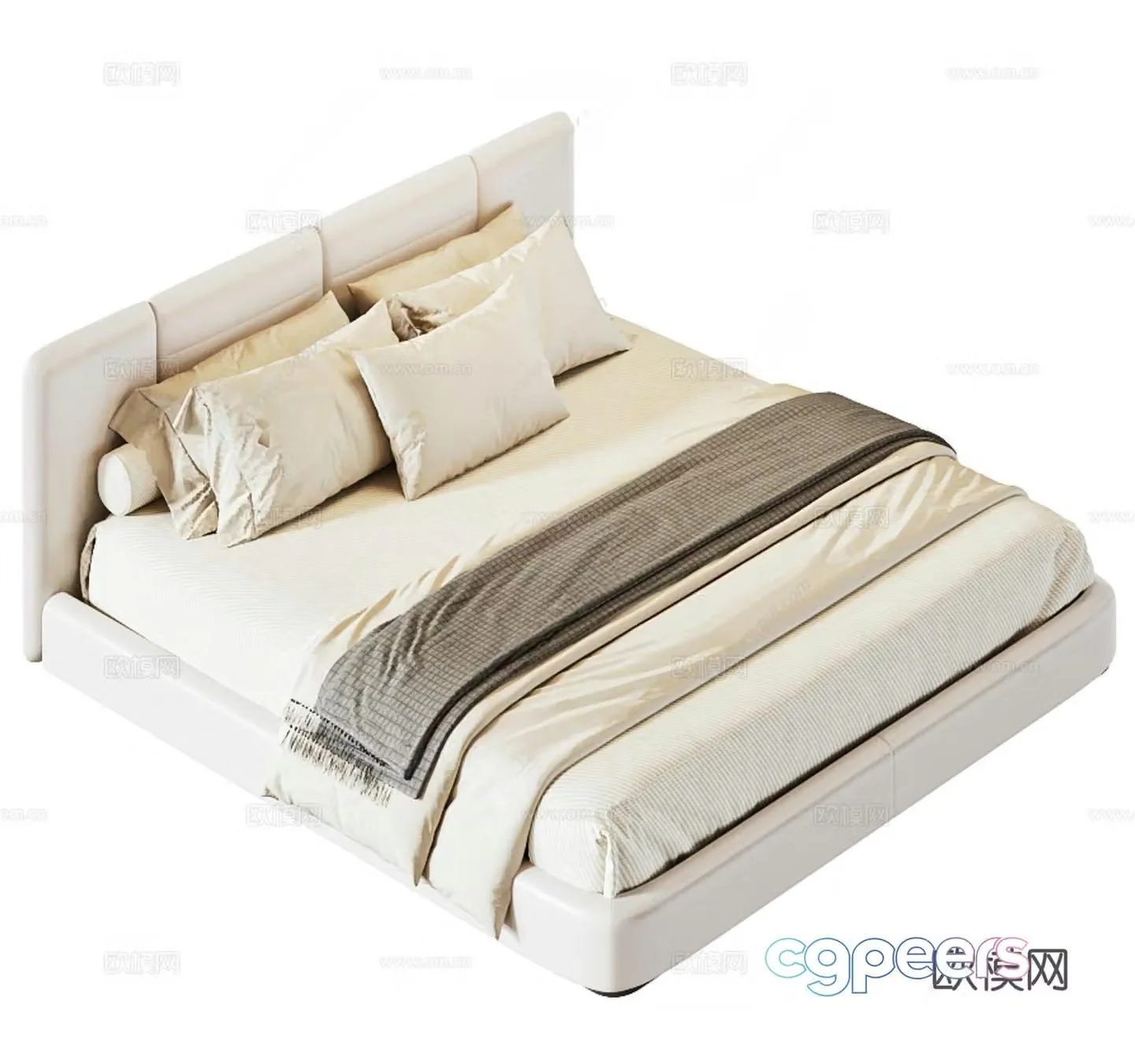Modern double bed 3d model