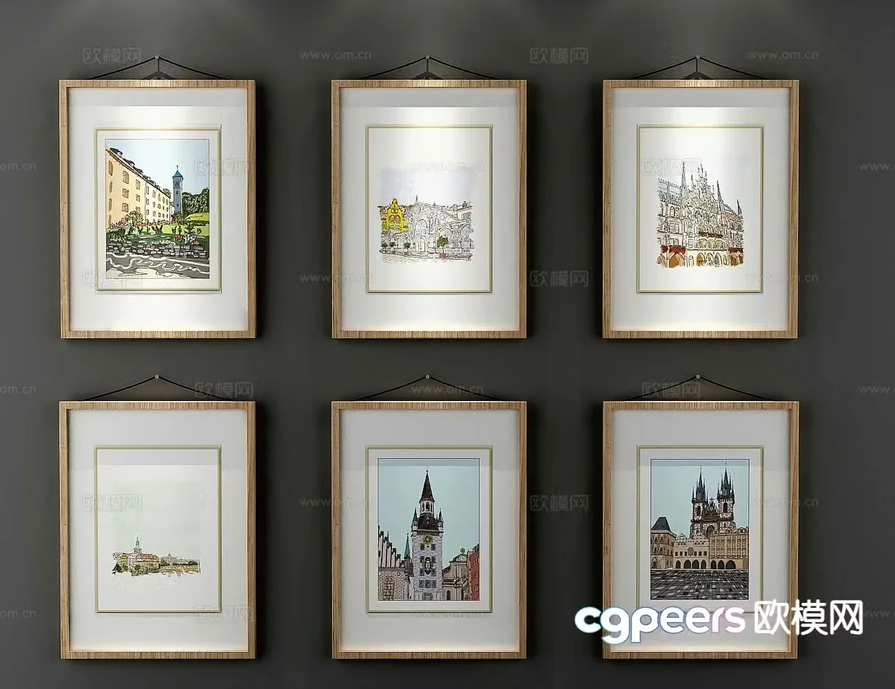 Nordic decorative painting architectural painting hanging painting 3D model