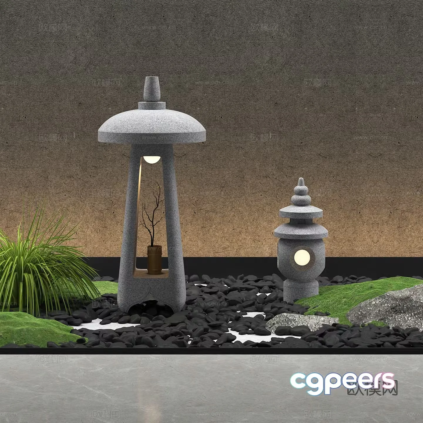 New Chinese style garden light 3D model