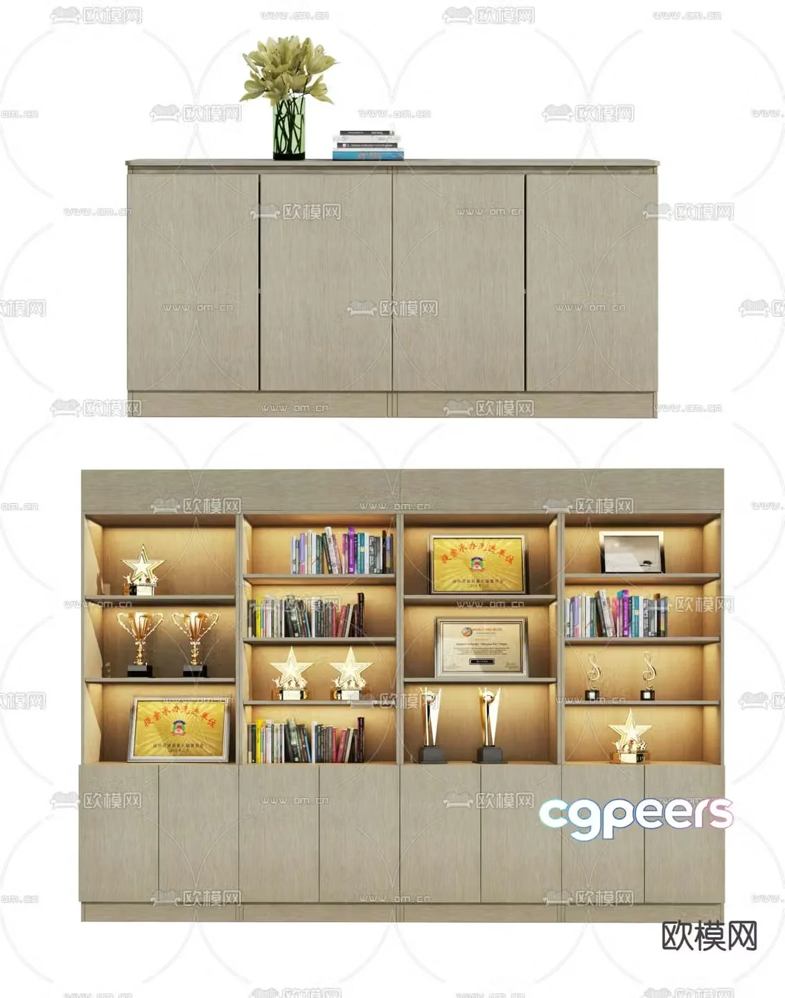 Display cabinet locker honor cabinet 3d model