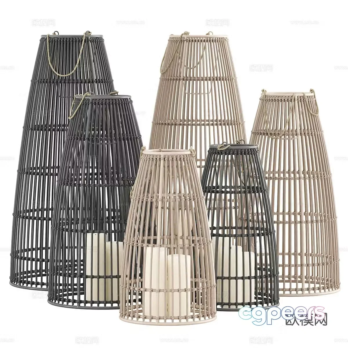 New Chinese style decorative lamp woven lamp 3d model