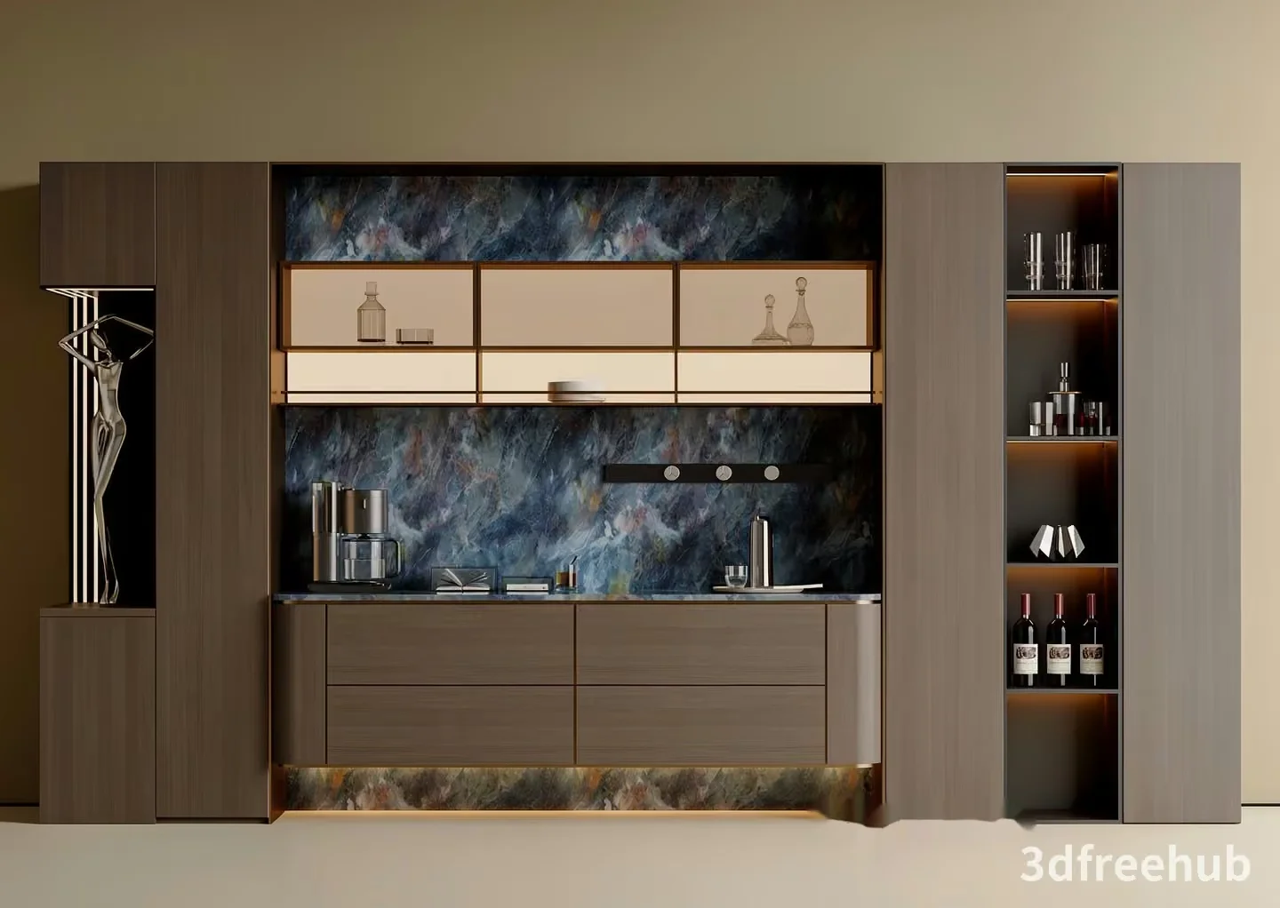 Modern Kitchen Design 3D Model – 19596 – VRAY Render