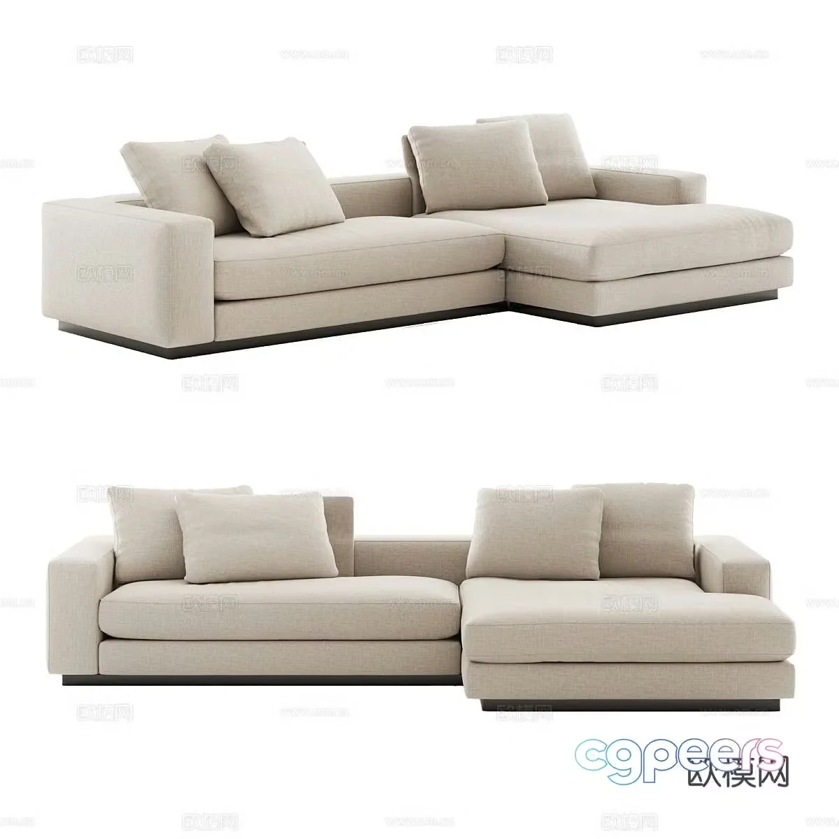 Corner sofa fabric sofa 3d model