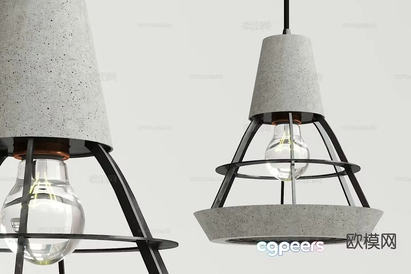 Industrial style cement chandelier 3d model