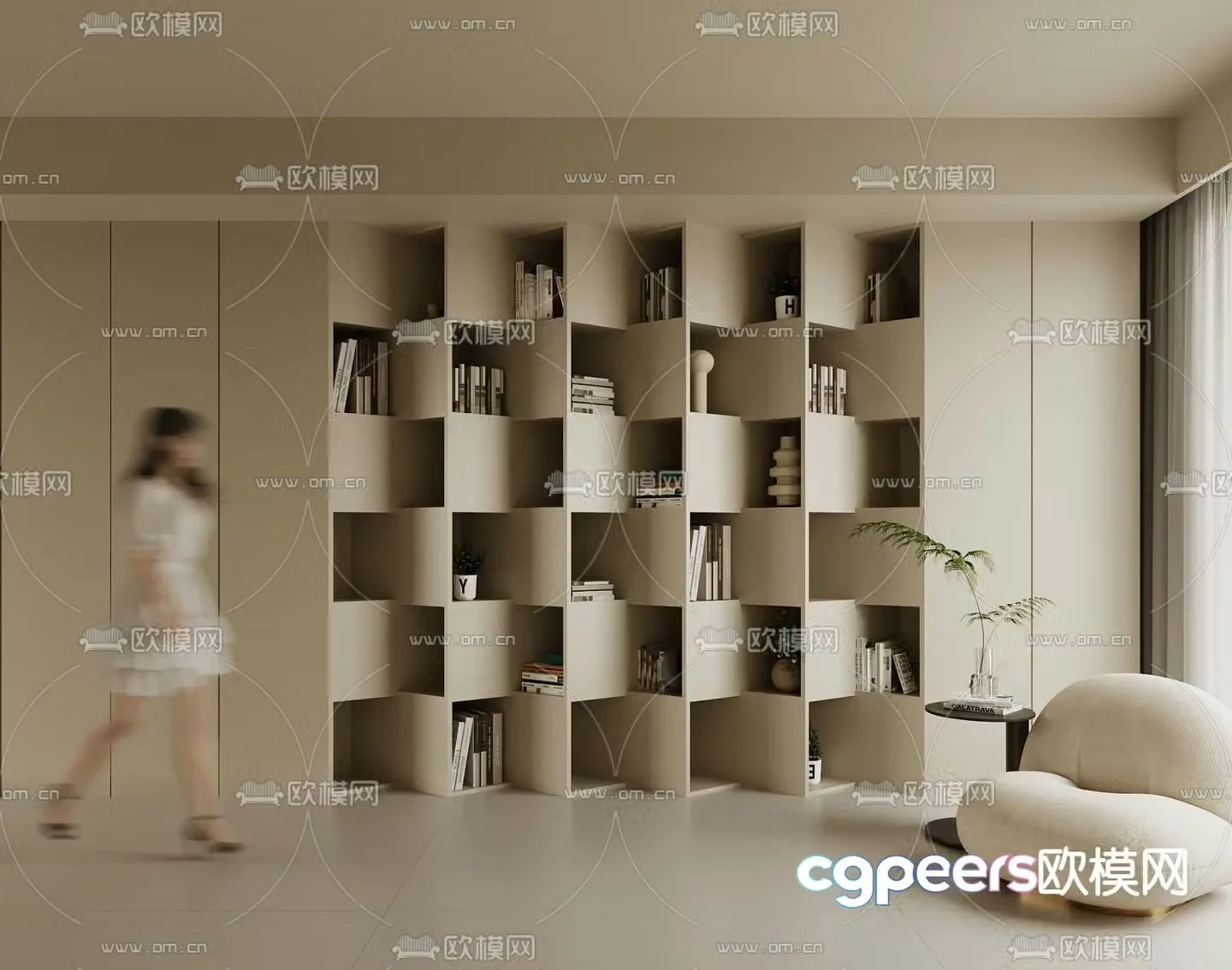 Open bookcase bookshelf decorative cabinet 3d model