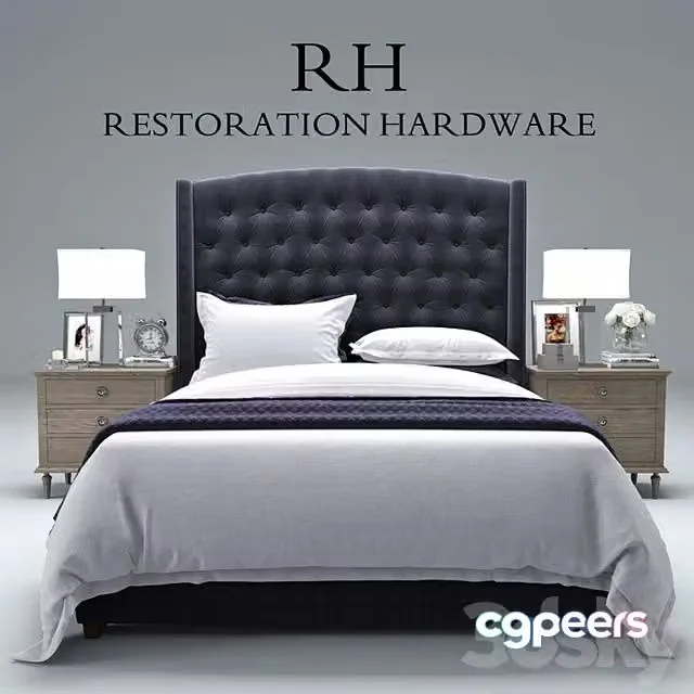 3ds Max Free – Restoration Hardware Warner Fabric Tufted bed