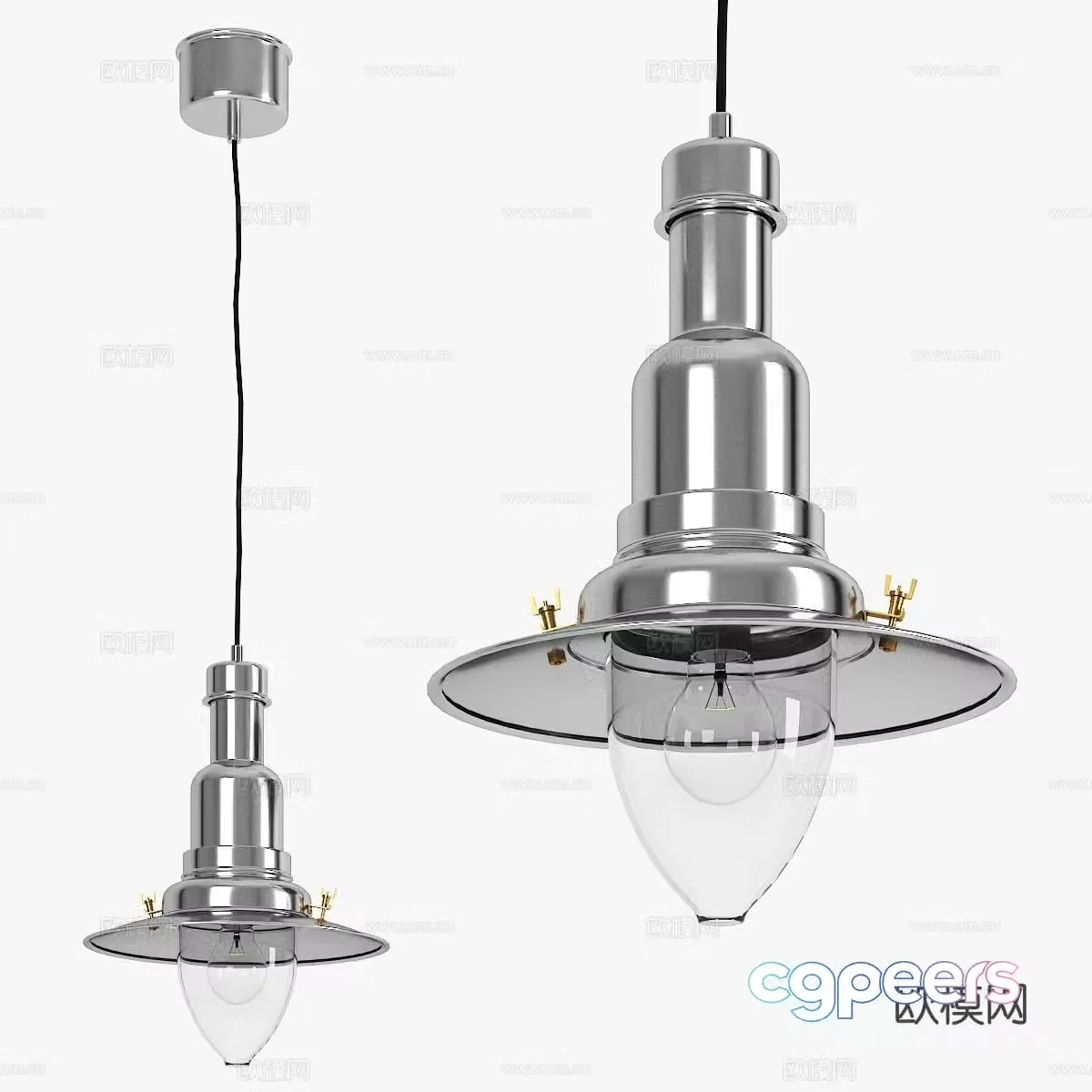 Ikea industrial style chandelier glass chandelier 3d model