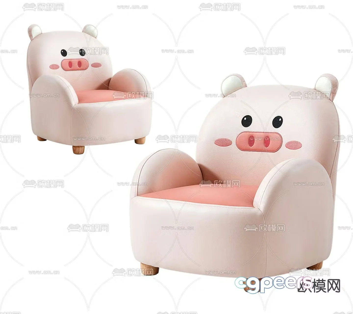 Children’s Sofa Baby Cartoon Chair Piggy Sofa 3D Model