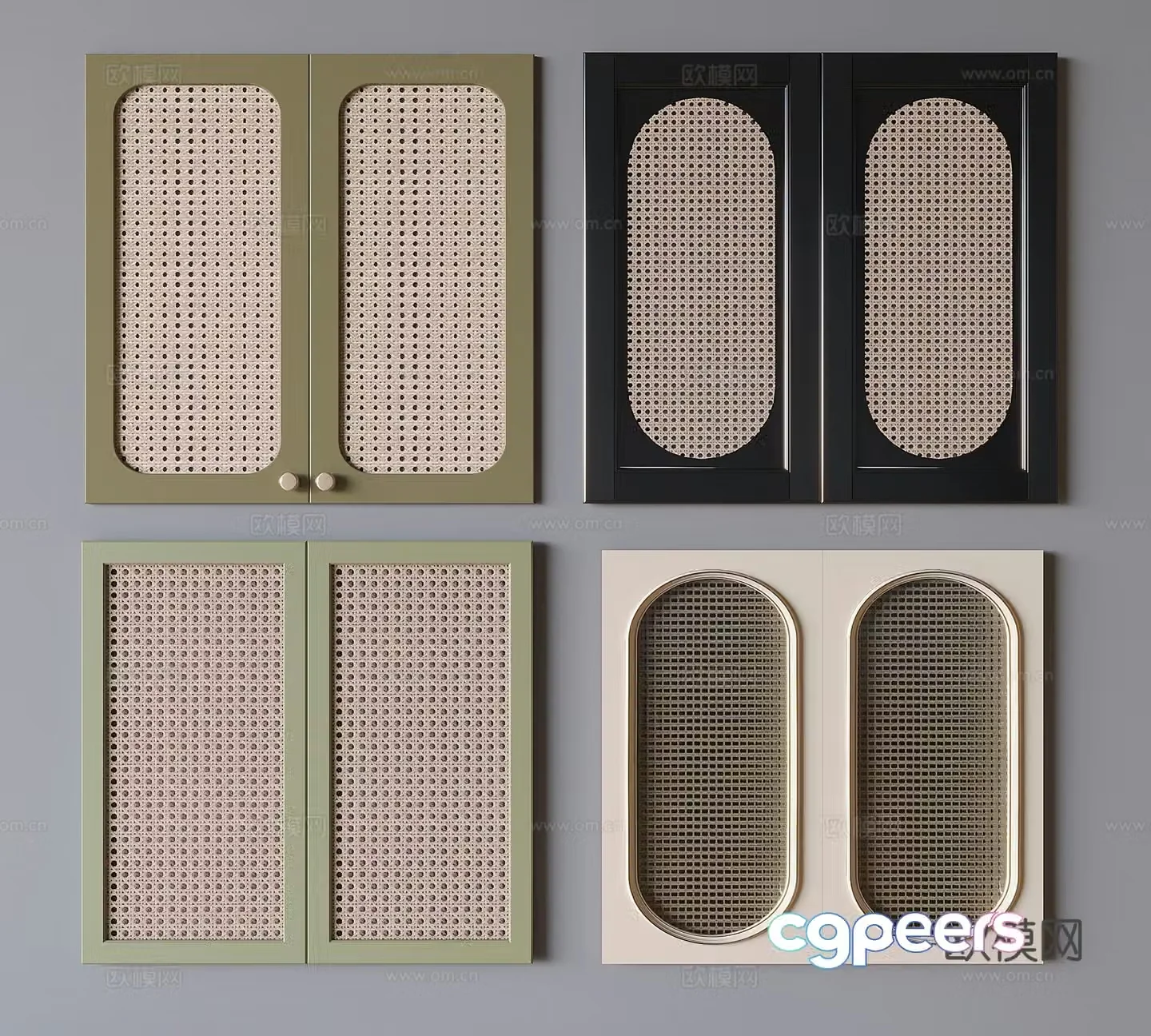 French wardrobe door panel rattan door panel 3D model