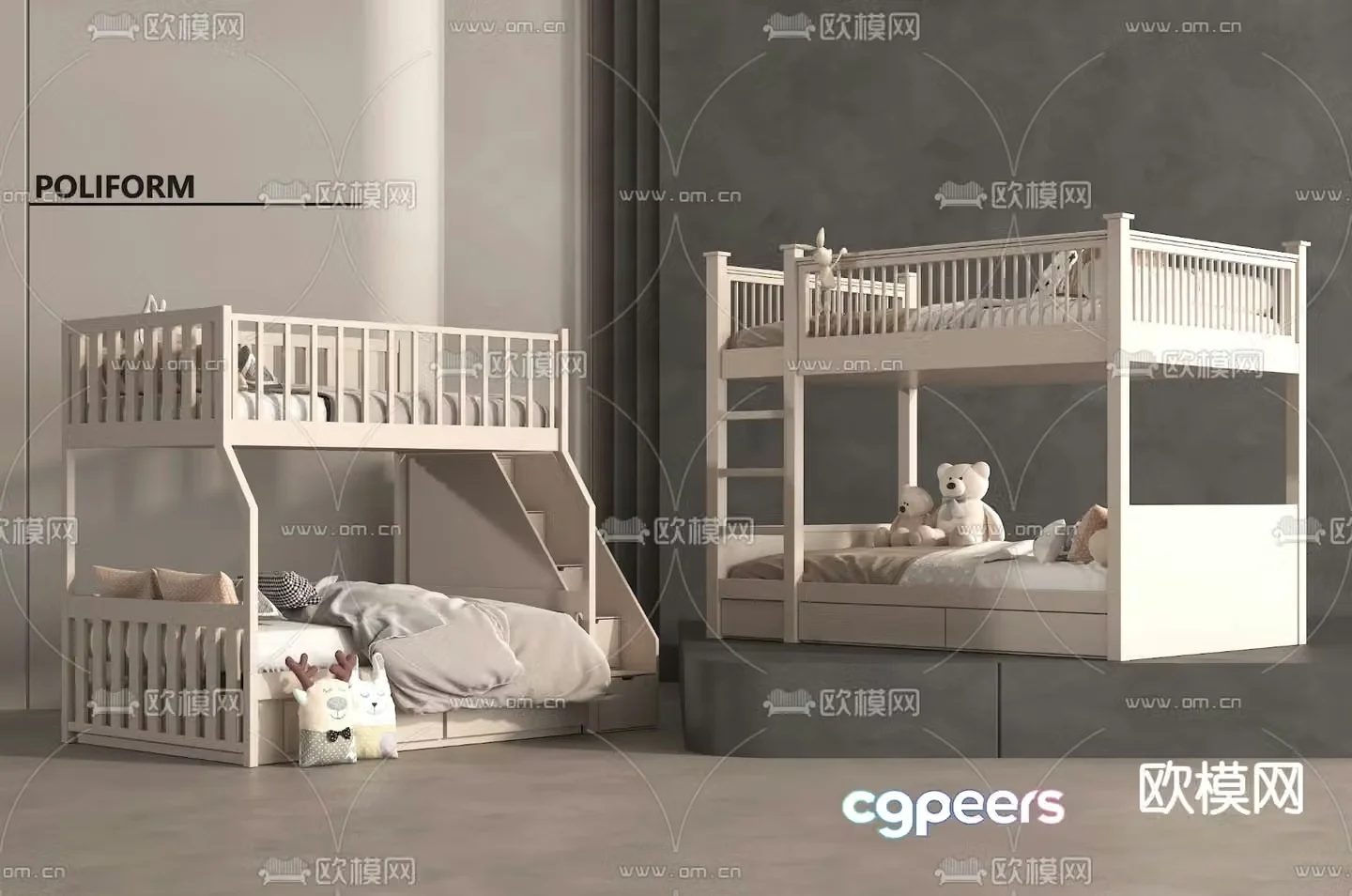 Modern bunk bed bunk bed 3d model