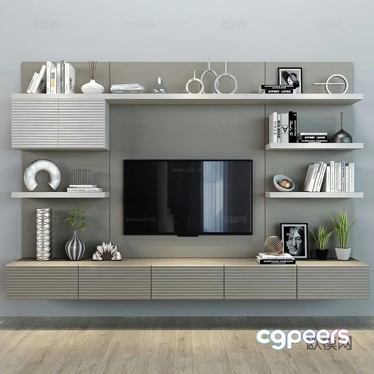 3D model of TV cabinet wall