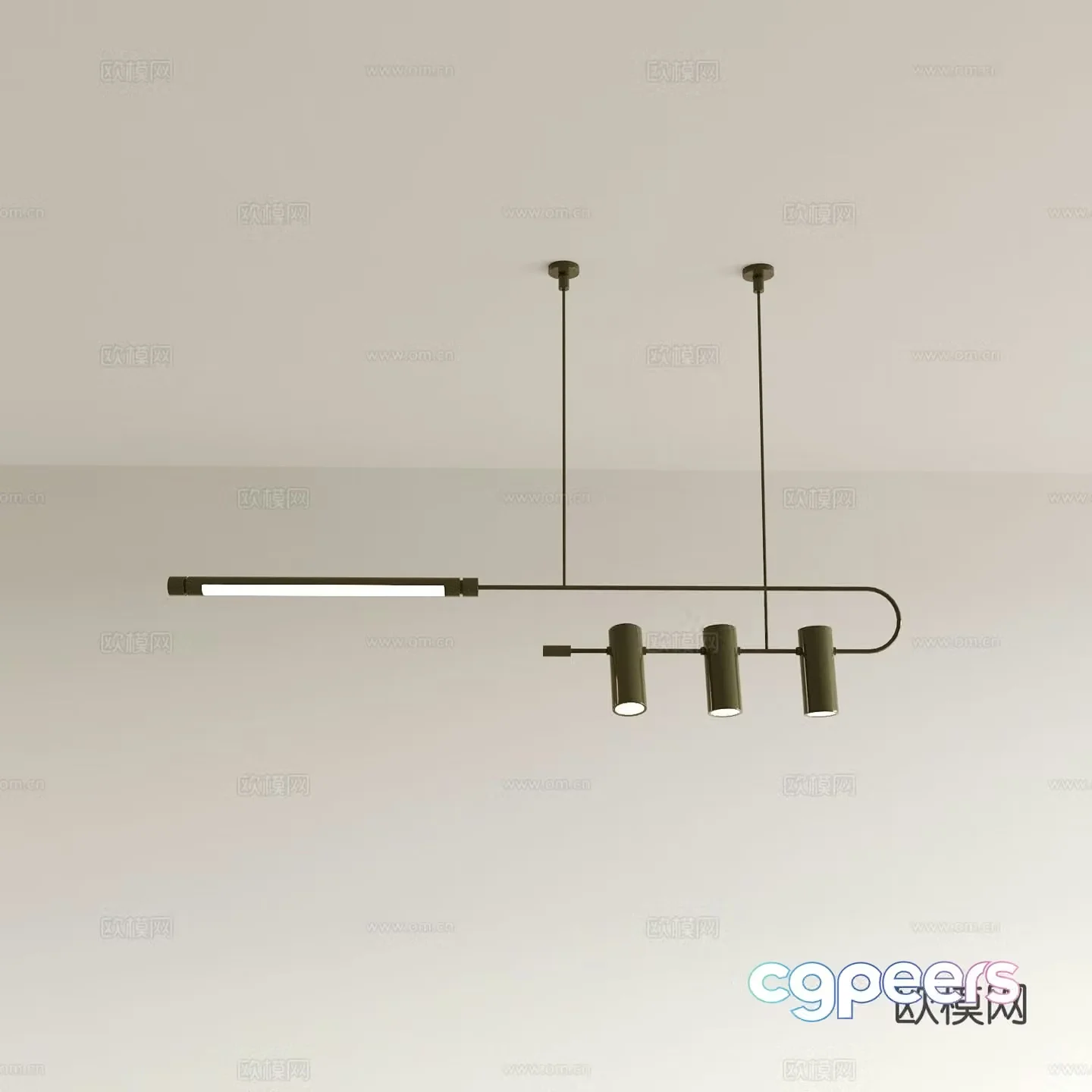 Long chandelier restaurant chandelier 3d model