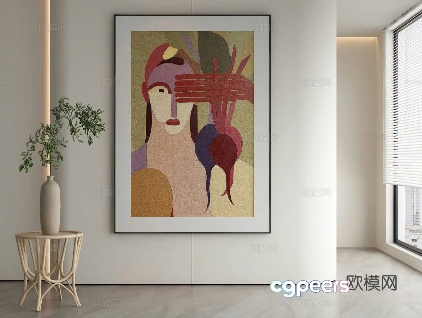 Modern decorative painting figure hanging painting 3d model
