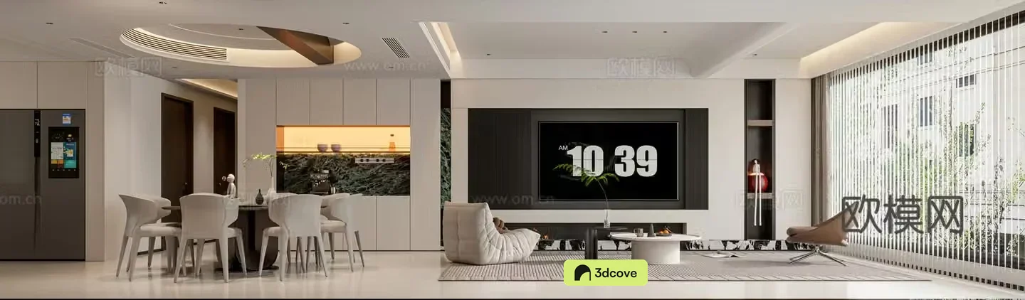 Modern living and dining room tea room