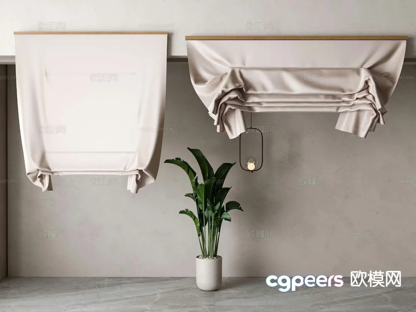 Modern curtains blackout curtains door curtains 3d model