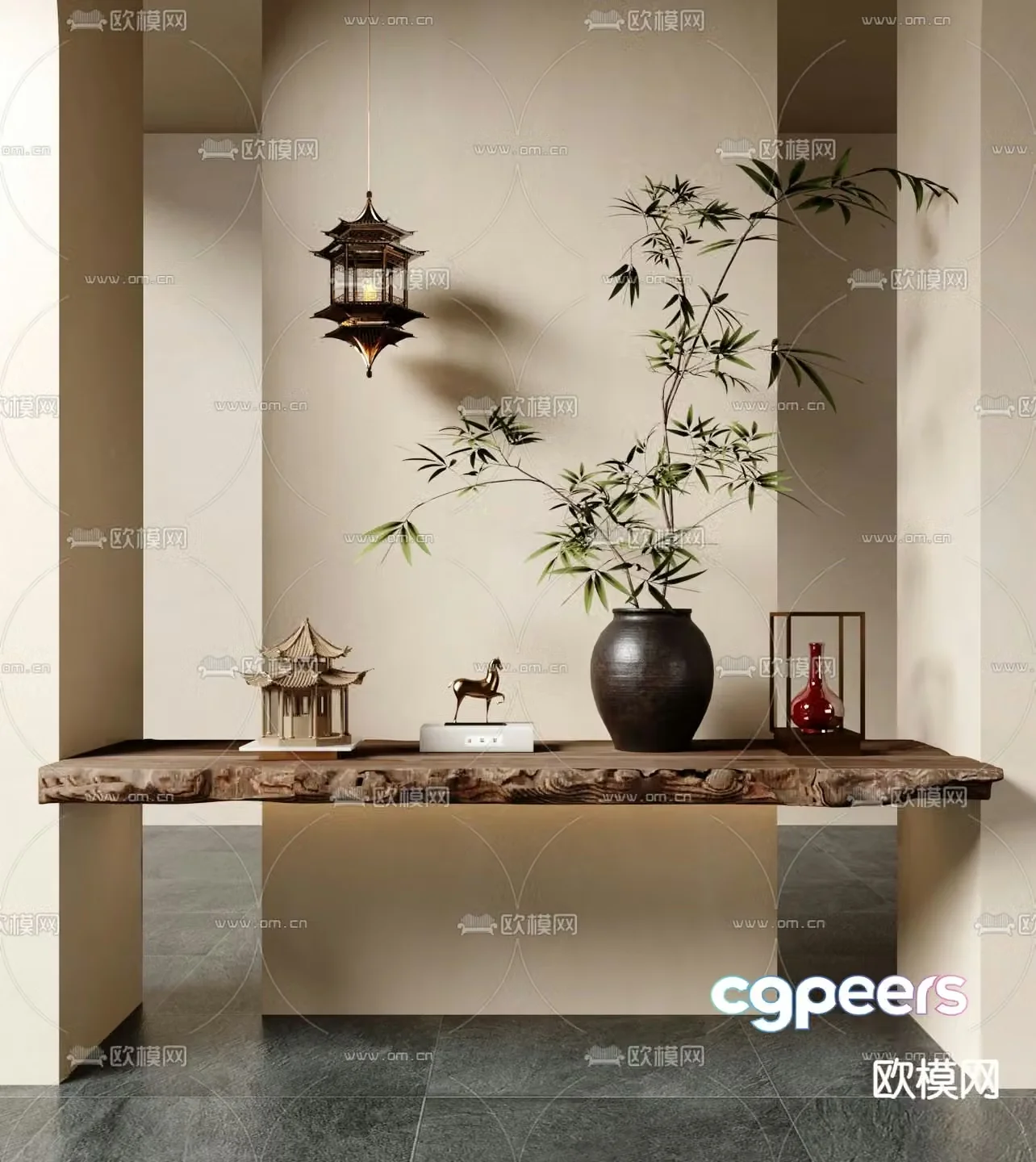New Chinese style ornaments decorations sculptures pottery jars 3D model of bamboo