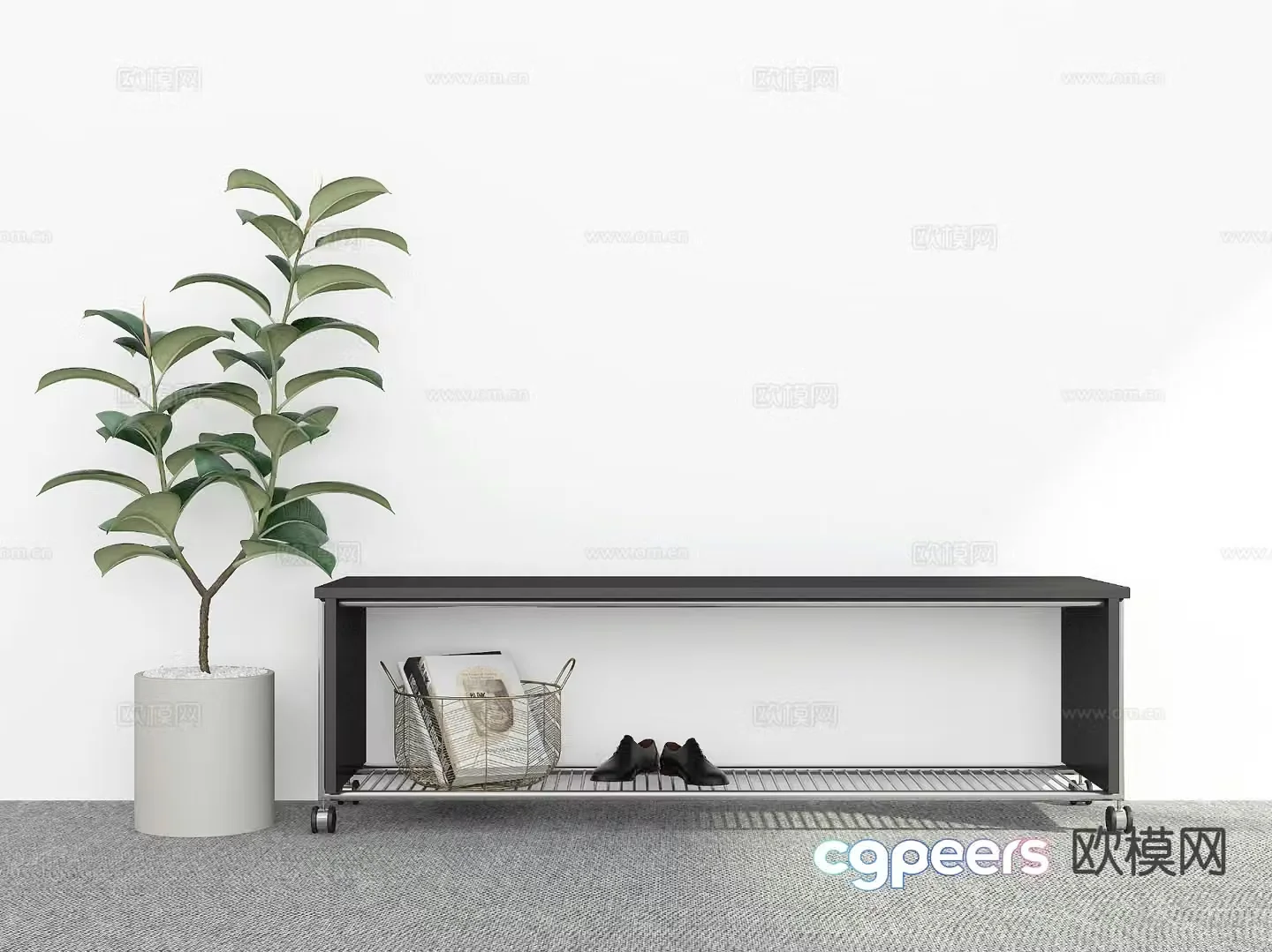 Modern stool bench shoe changing stool 3d model