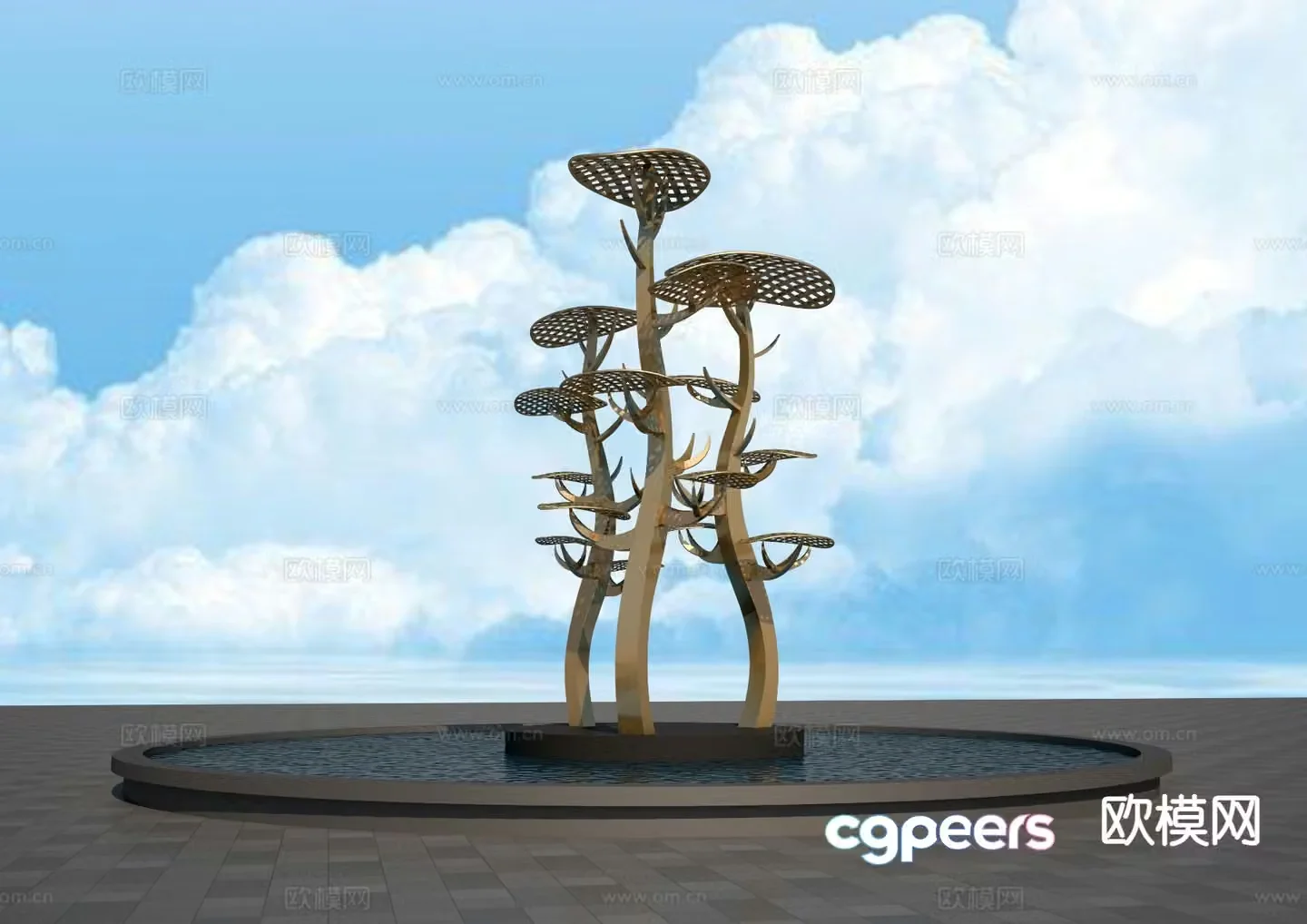 Abstract tree sculpture landscape sculpture 3d model