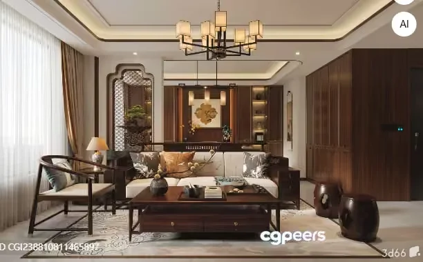 Modern Living Room 3D Model – 4024 – VRAY Render