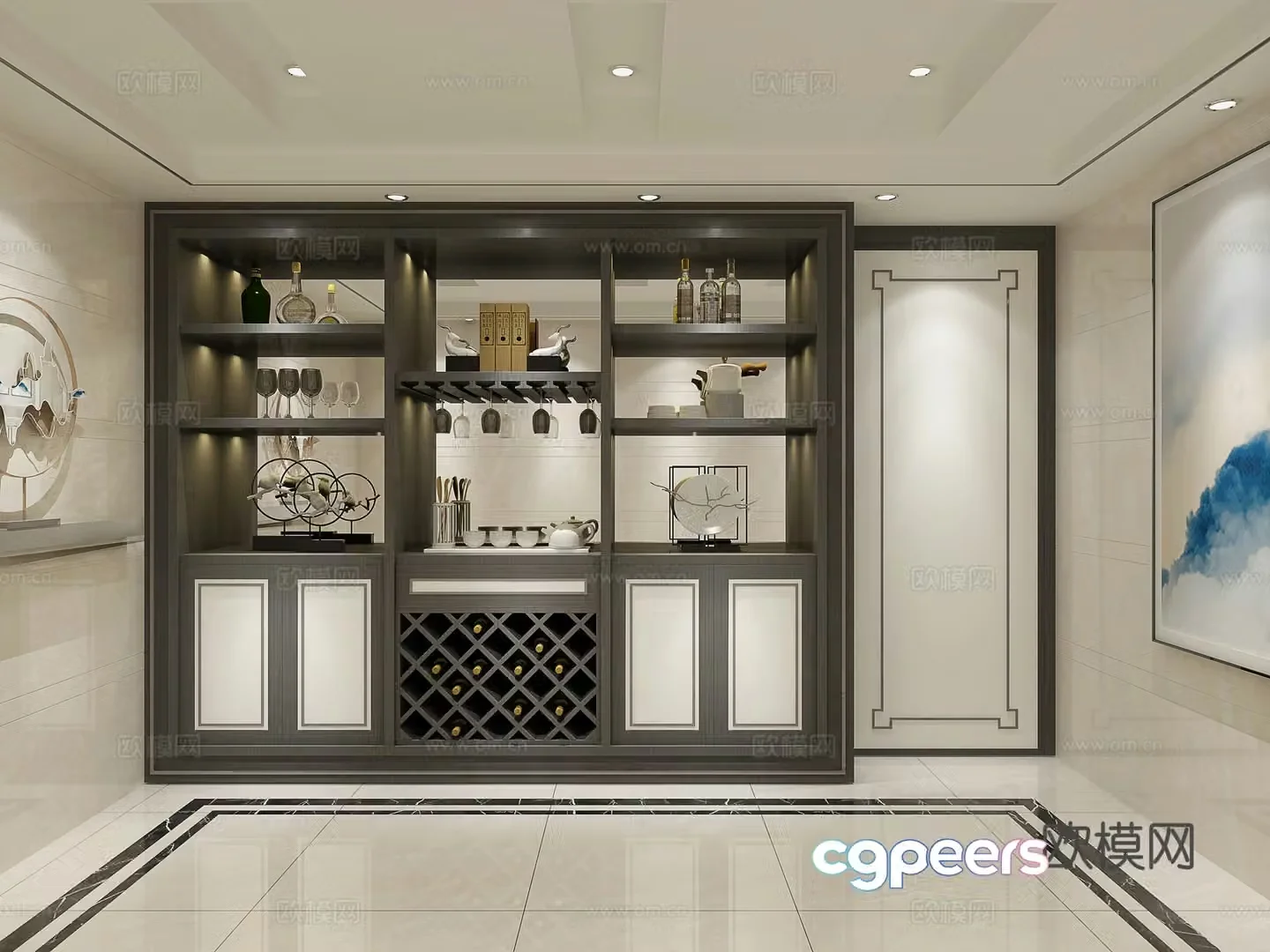 Wine cabinet wine rack new Chinese wine cabinet dark wine cabinet customized wine cabinet 3D model