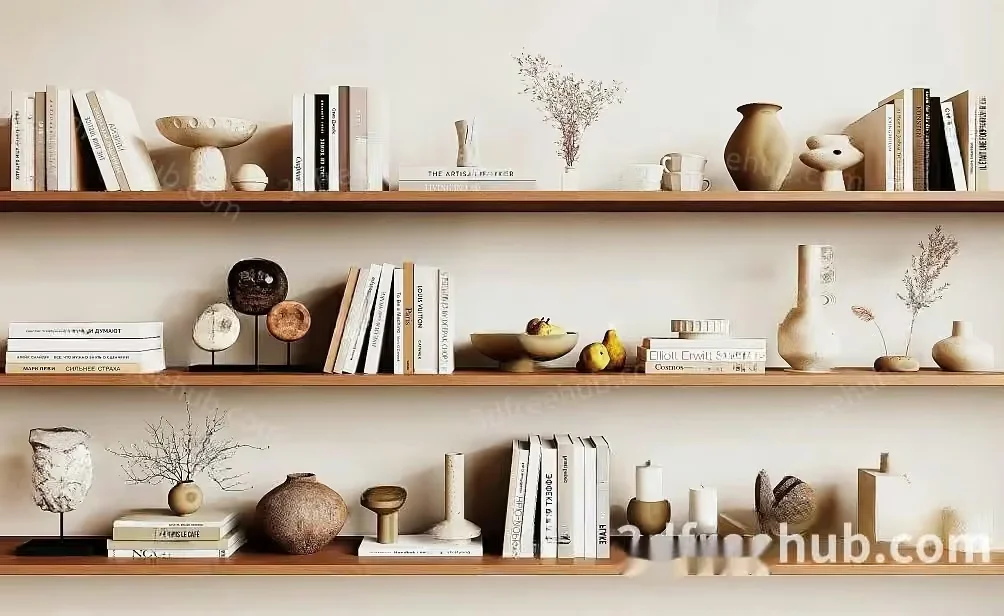 Minimalist Bookshelves 3D Model – 9005 – VRAY Render