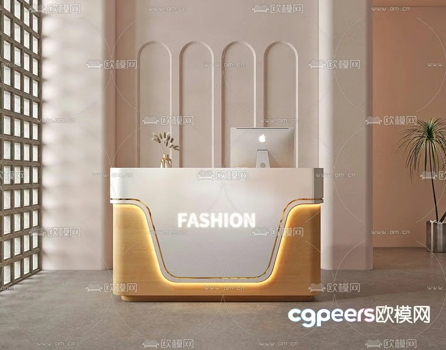 Front desk reception desk cashier desk service desk 3d model