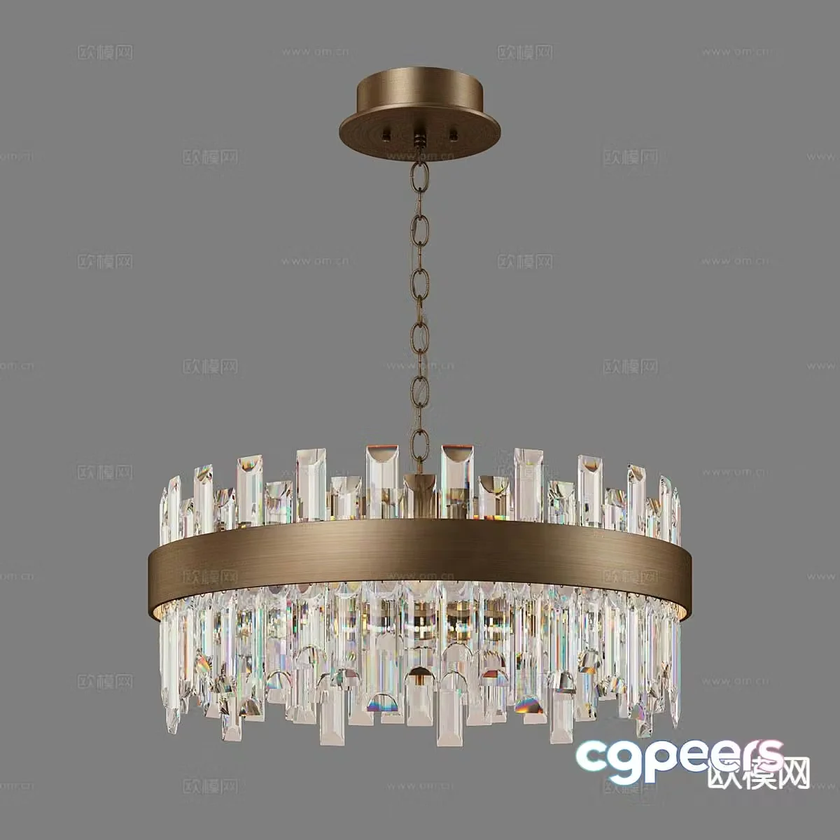 Light luxury crystal chandelier 3d model