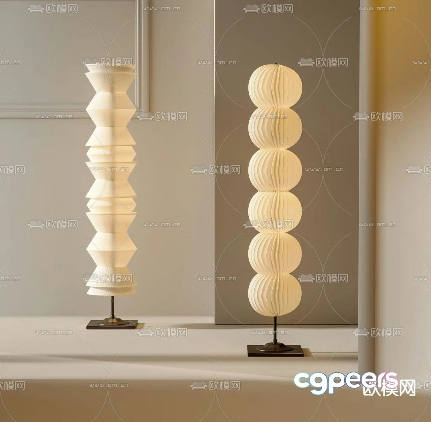 Cream style floor lamp 3d model