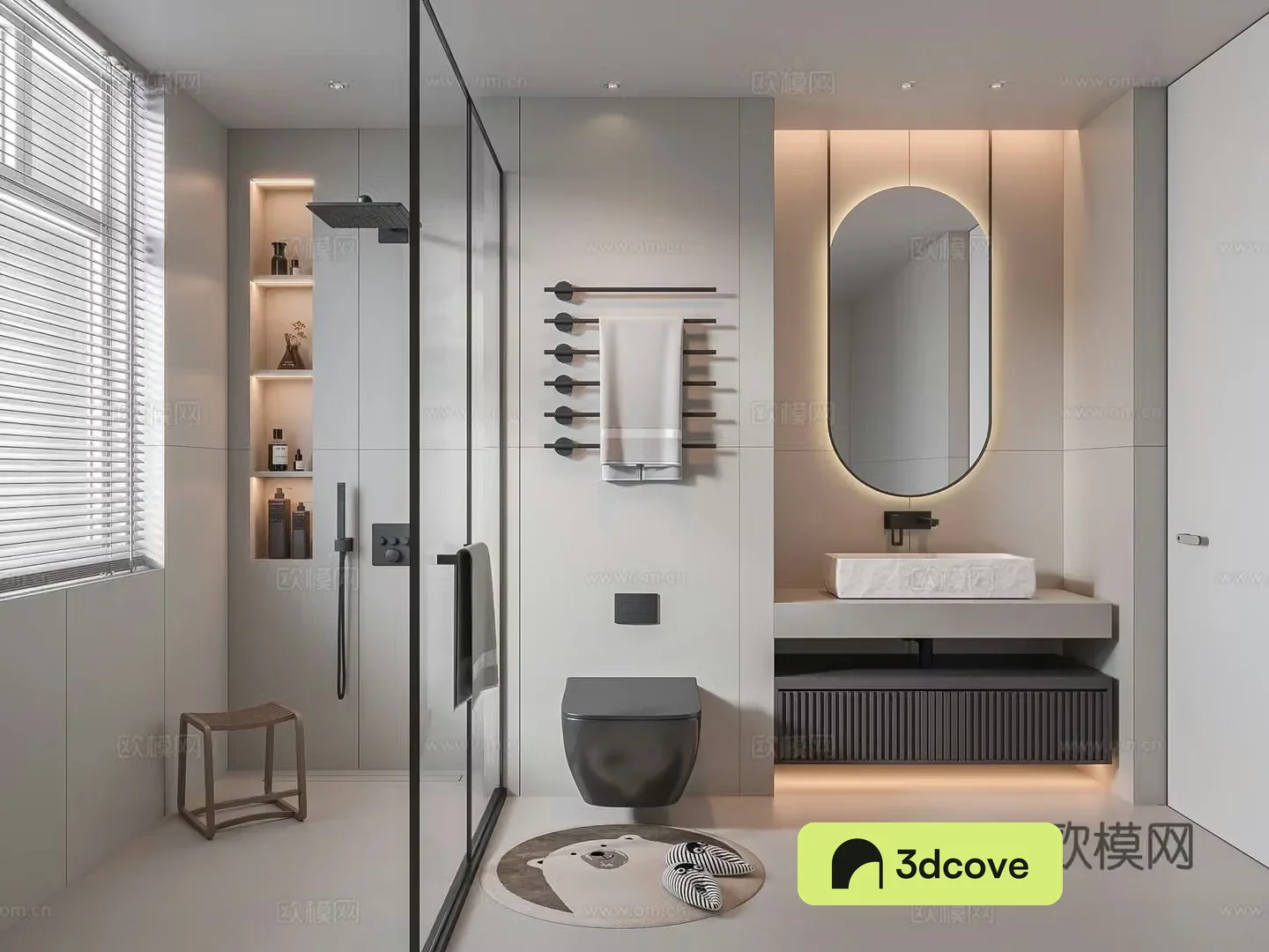 Modern bathroom cabinet washbasin mirror cabinet toilet