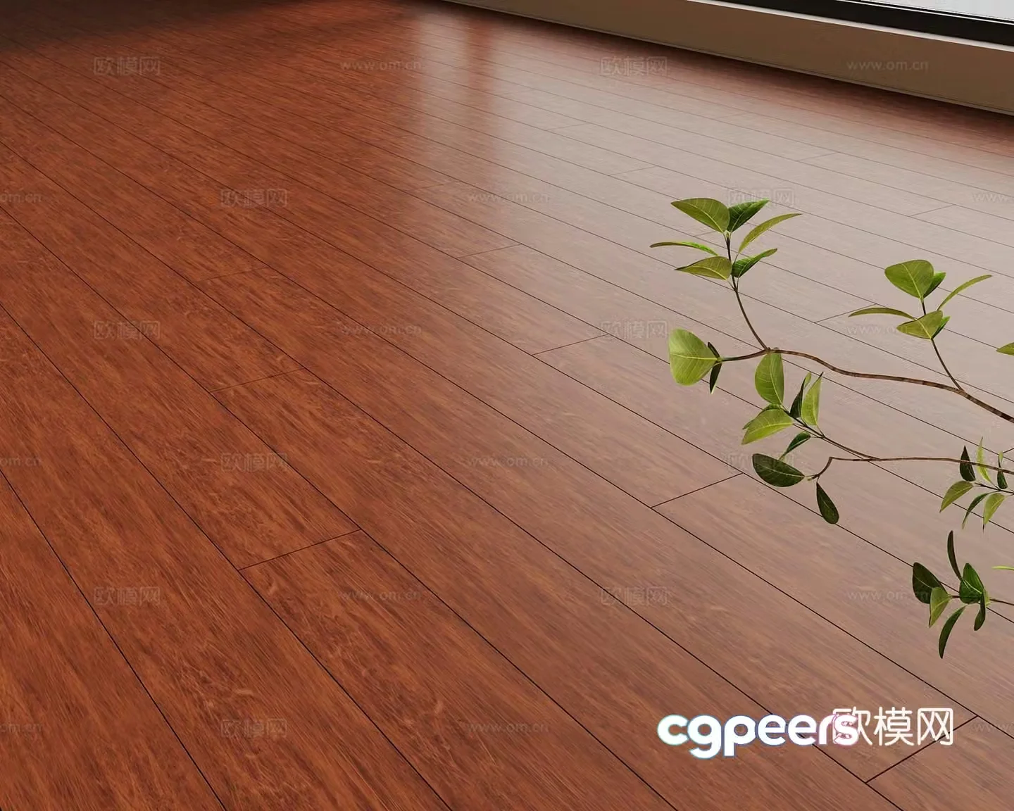 Medium style multi-layer solid wood floor 3D model
