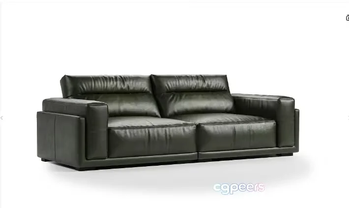 Modern Black Leather Sofa 3D Model – 2620 – VRAY Render