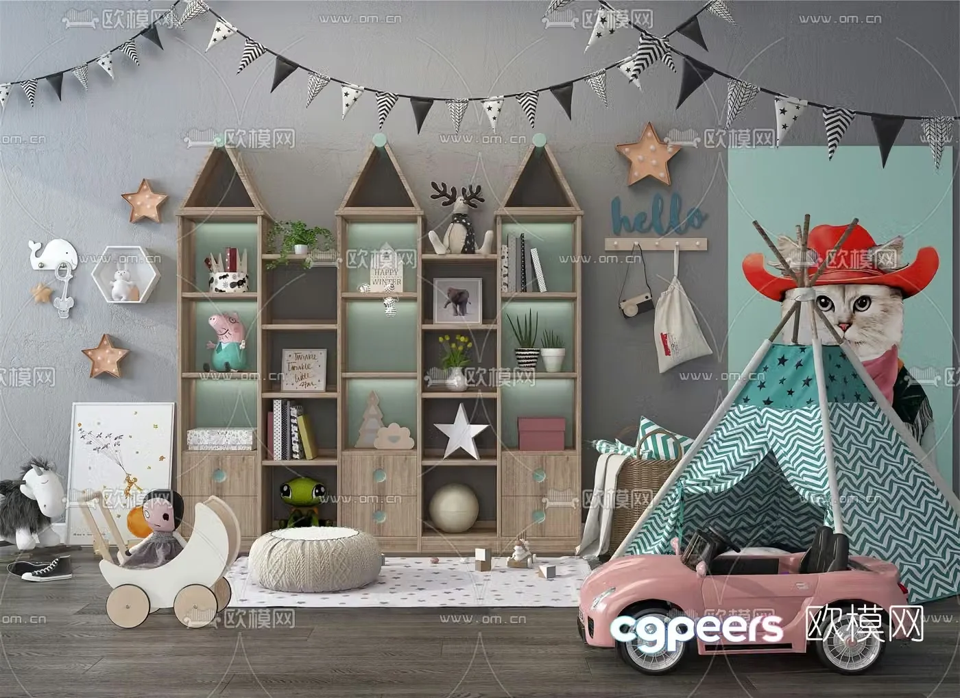 Nordic children’s cabinet toy tent 3d model