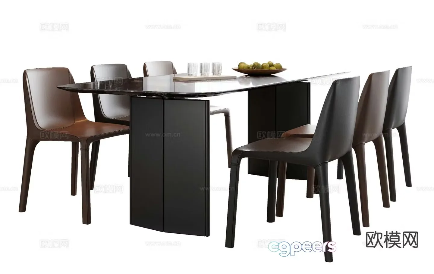 Italian dining table and chairs 3d model