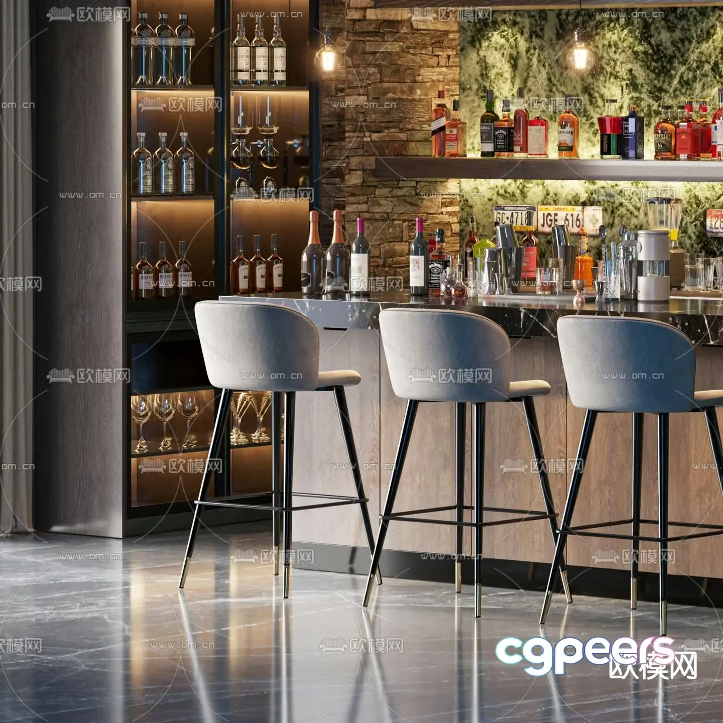 Bar counter 3d model
