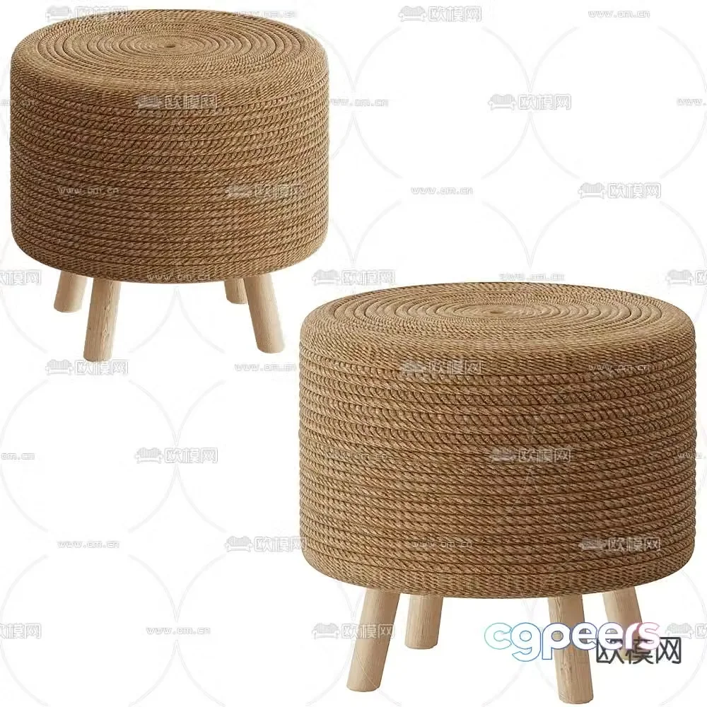 Bergenson Nordic Stool Round Stool Low Stool 3D Model