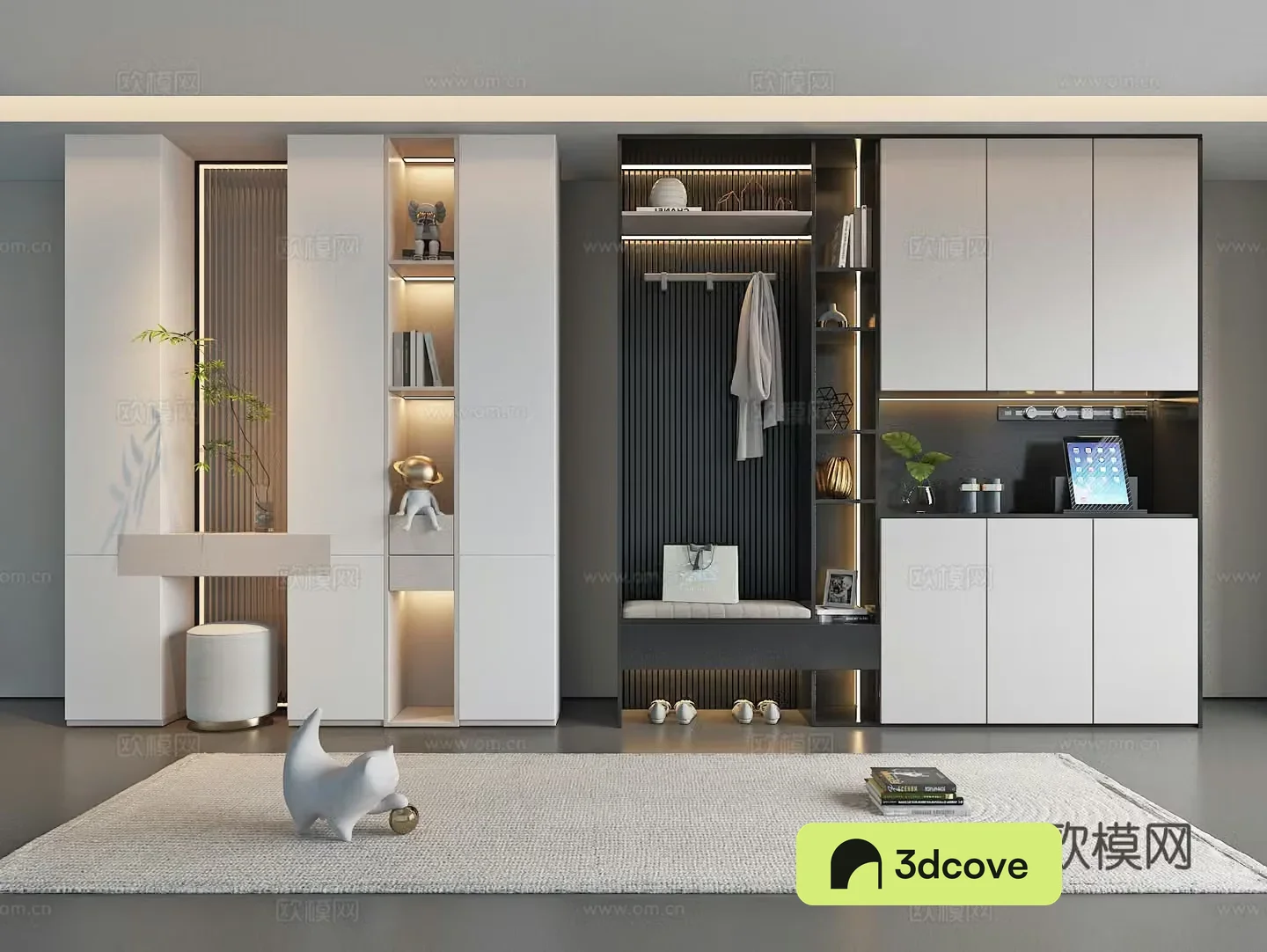 Modern cream style entrance partition shoe cabinet