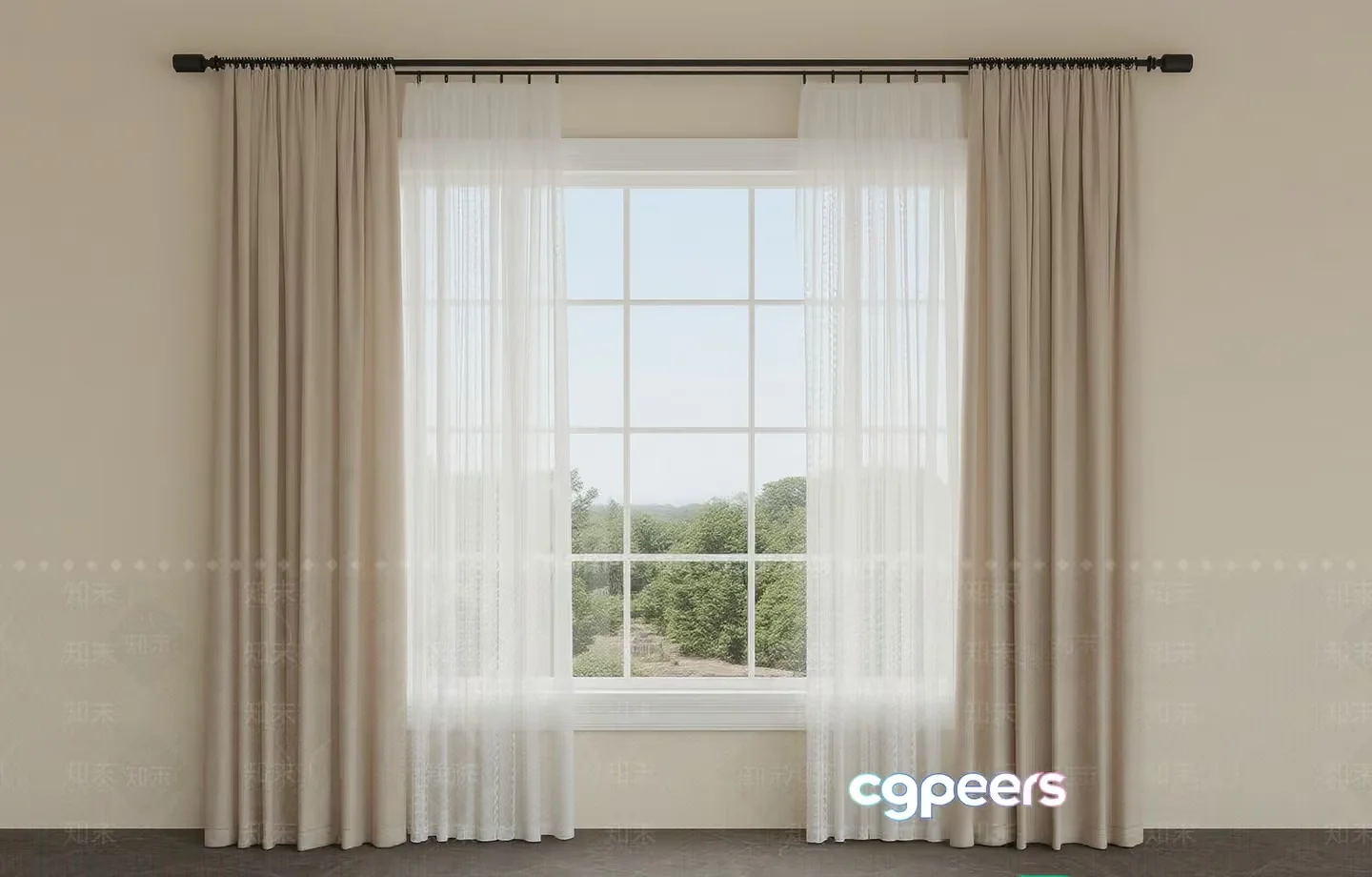 White Curtains 3D Model – 20752 – VRAY Render