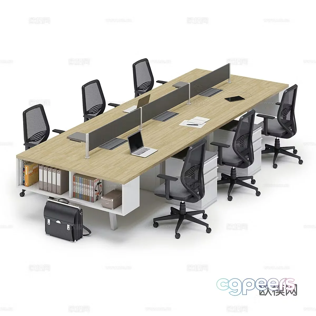 Multiple people office desk chair 3d model