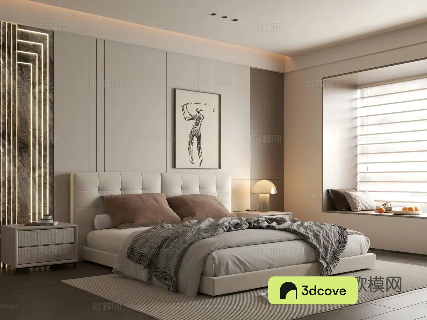 Modern bedroom Simple bedroom Bedding combination Bedroom background wall