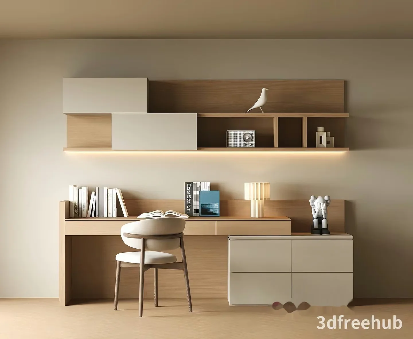 Modern Minimalist Study 3D Model – 19870 – VRAY Render