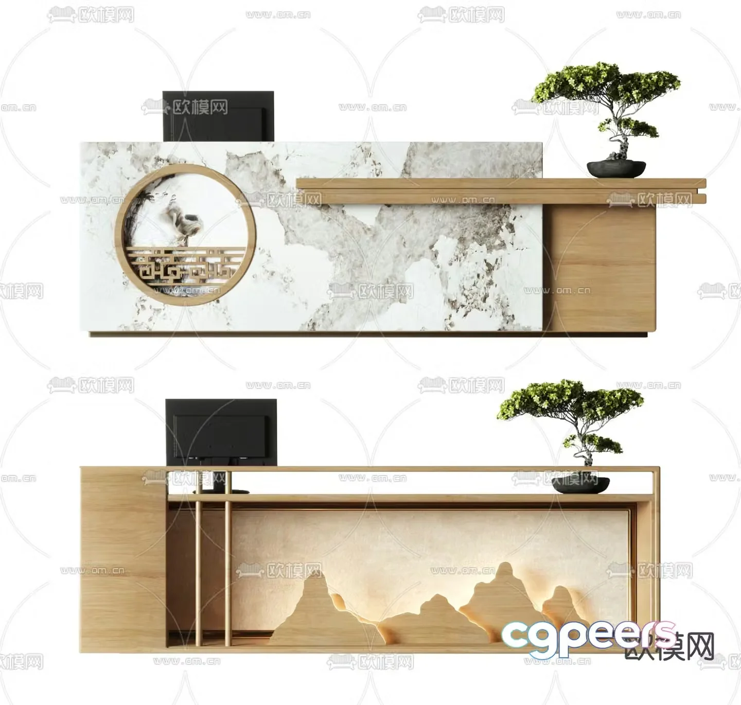 Front desk reception desk cashier desk service desk 3d model