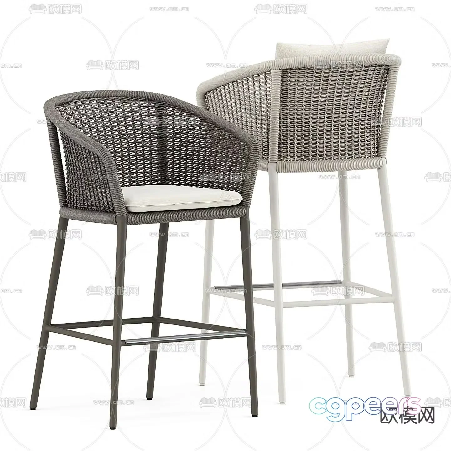 B&B italia modern rattan bar chair 3d model