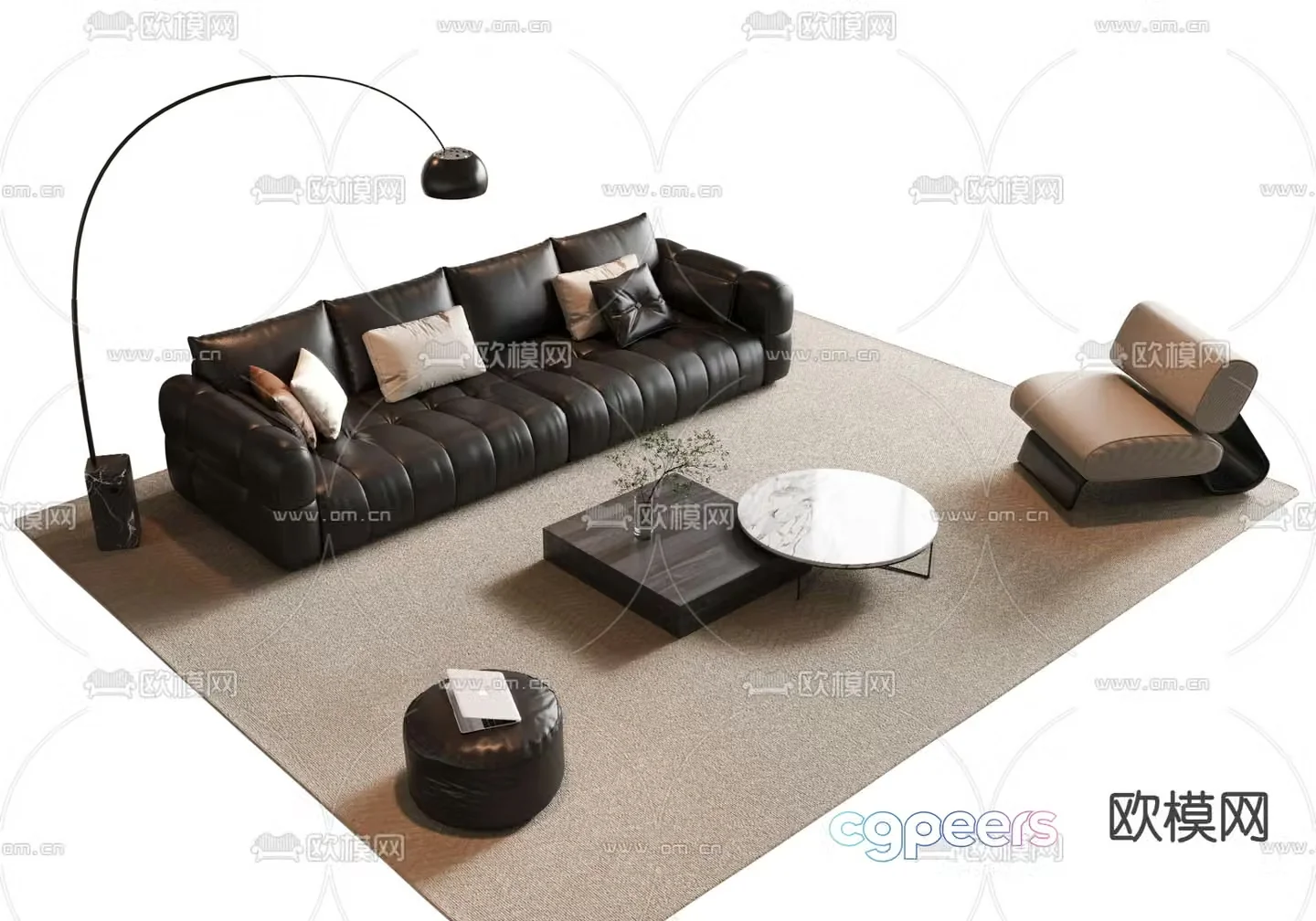 Modern sectional sofa 3d model