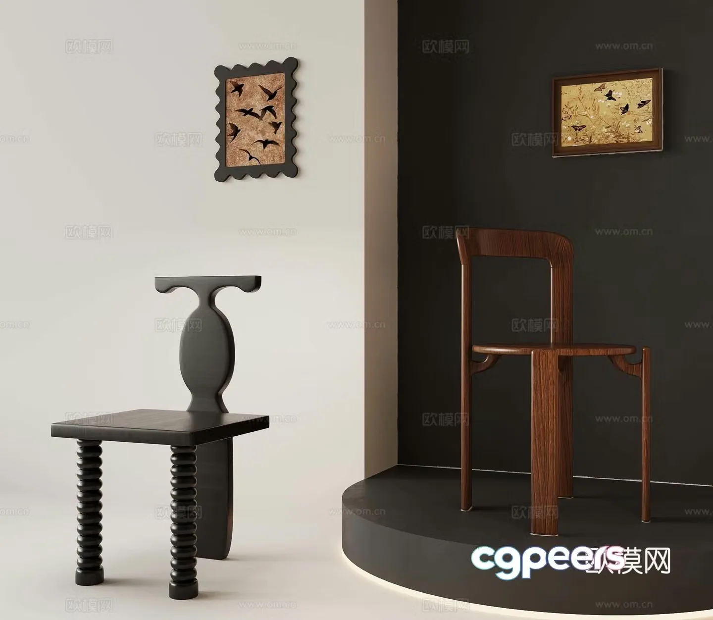 29 French medieval dining chair casual chair 3d model