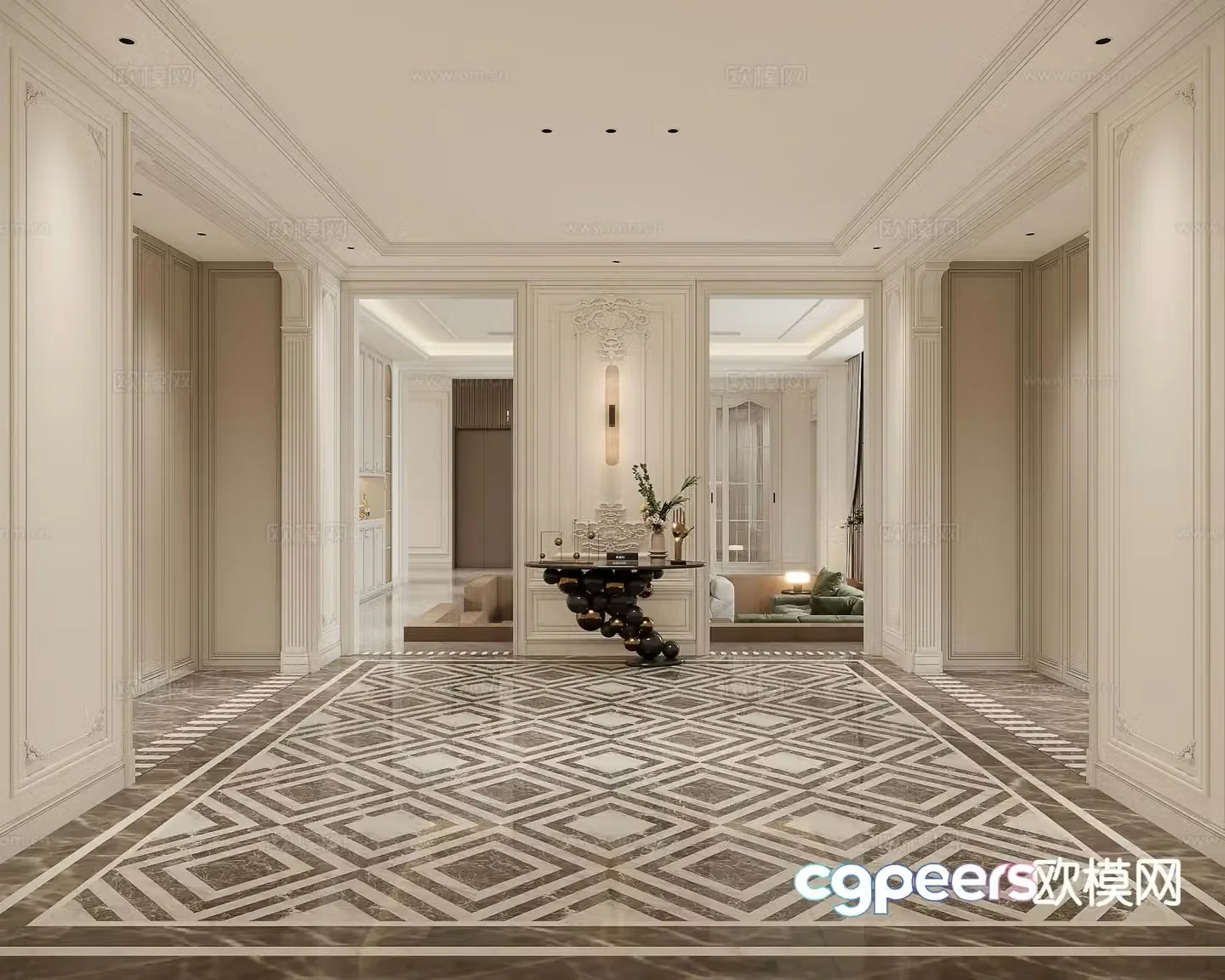 American villa entrance 3D model