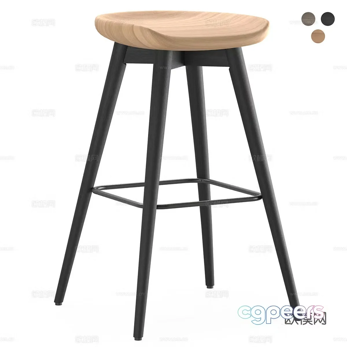 Modern Italian wooden bar chair 3d model