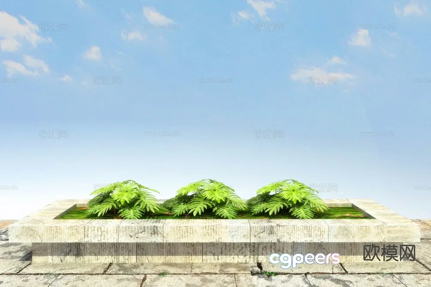 Spring feather flower bed flower tank flower pond 3d model